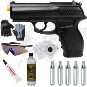 Pistola Airsoft Crosman C11 Negra Paquete 7 Piezas Bbs 6mm