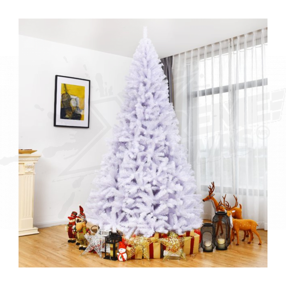 Arbolito Navideño Color Blanco 2.70m Base de Metal - Image 6