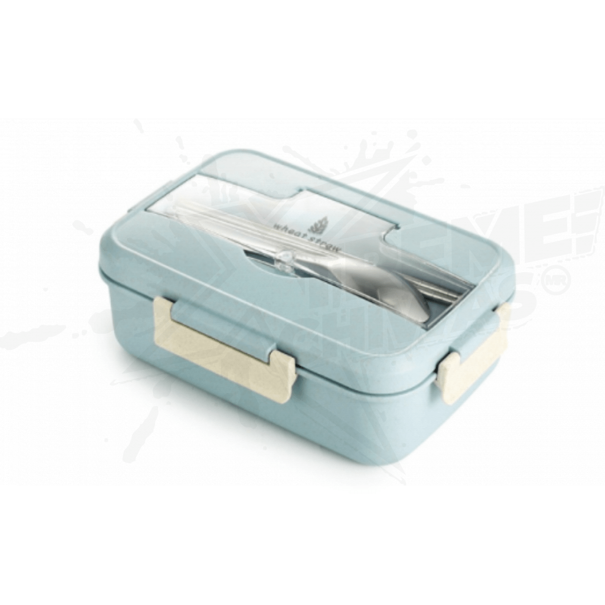 Topper Comida Lunch Box con cuchara palillos Azul