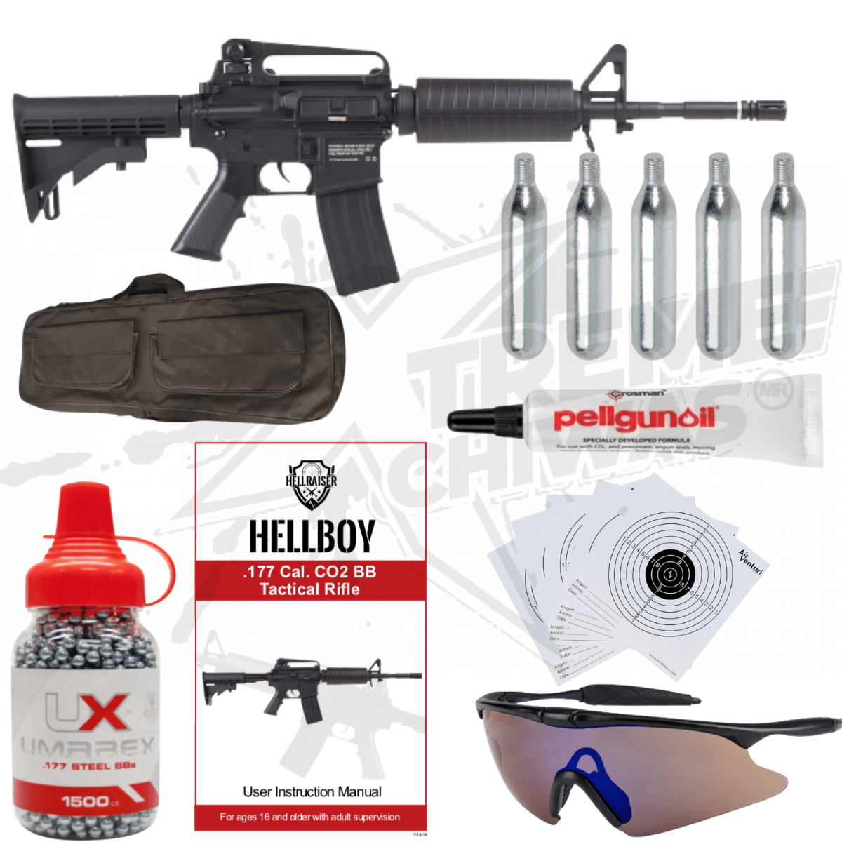 Paquete Rifle Hellboy CO2 Bbs .177 (4.5mm)