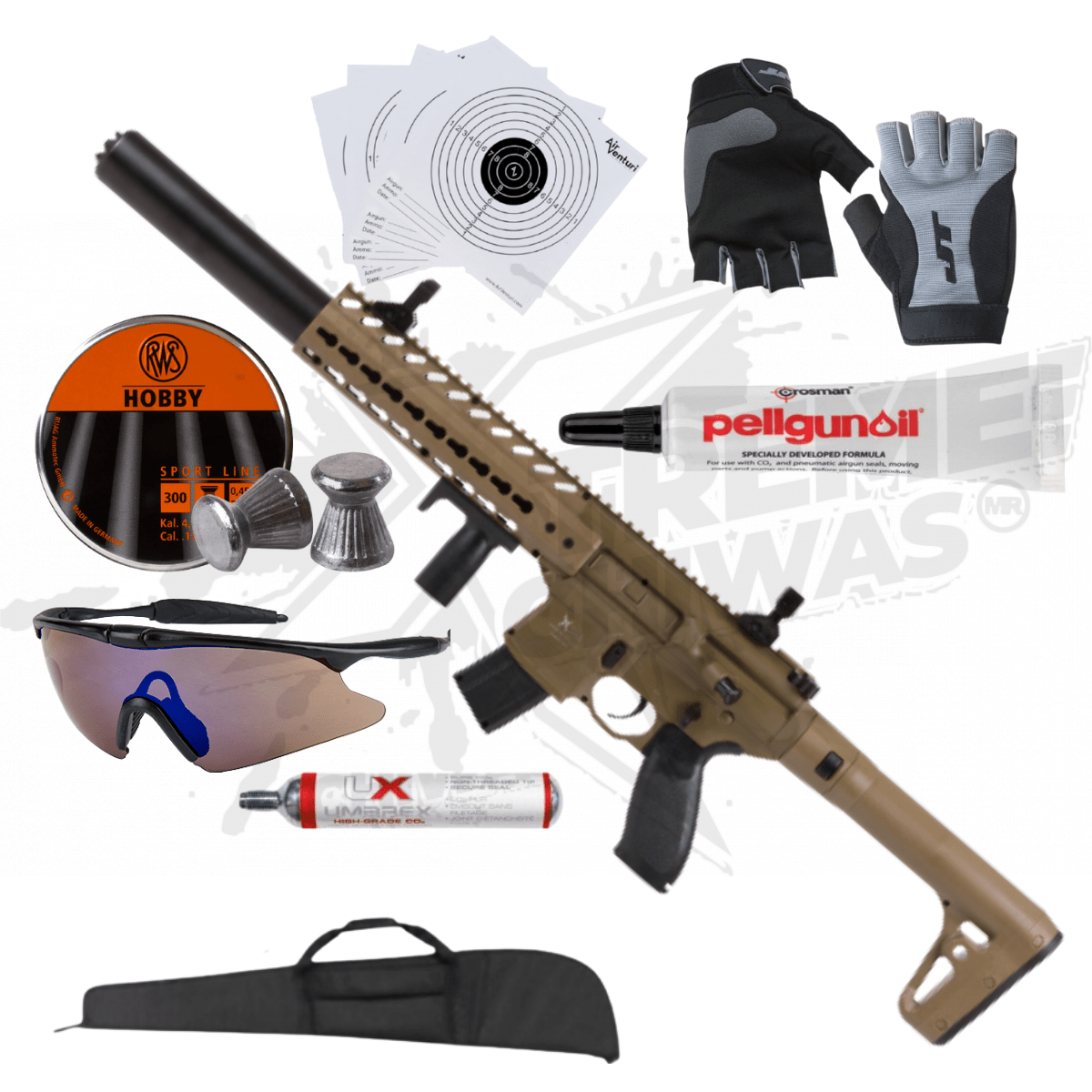 Rifle Sig Sauer MCX Arena Flat Dark Earth Paquete CO2 .177 (4.5mm)