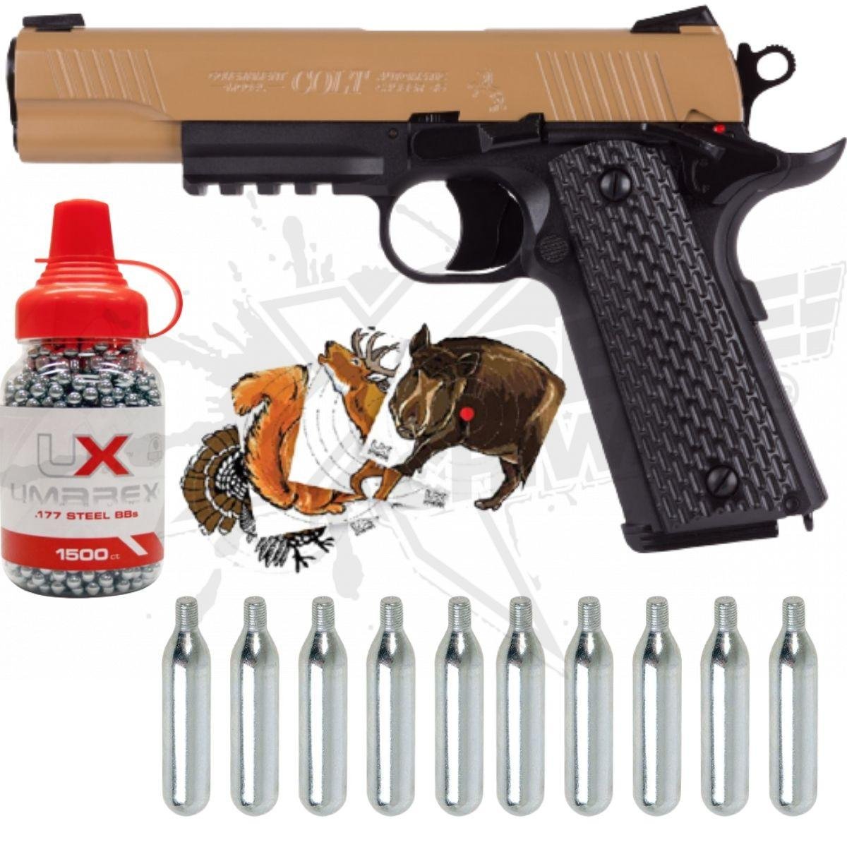 Pistola Colt M45 CQBP Blowback 1500 BBs 10 Tanque CO2 .177 (4.5mm)