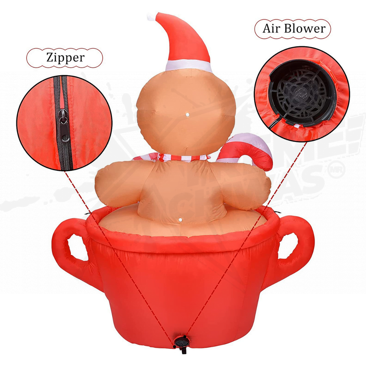 Inflable Decorativo Navideño Taza De Chocolate Caliente Con Galleta De Gengibre - Image 3