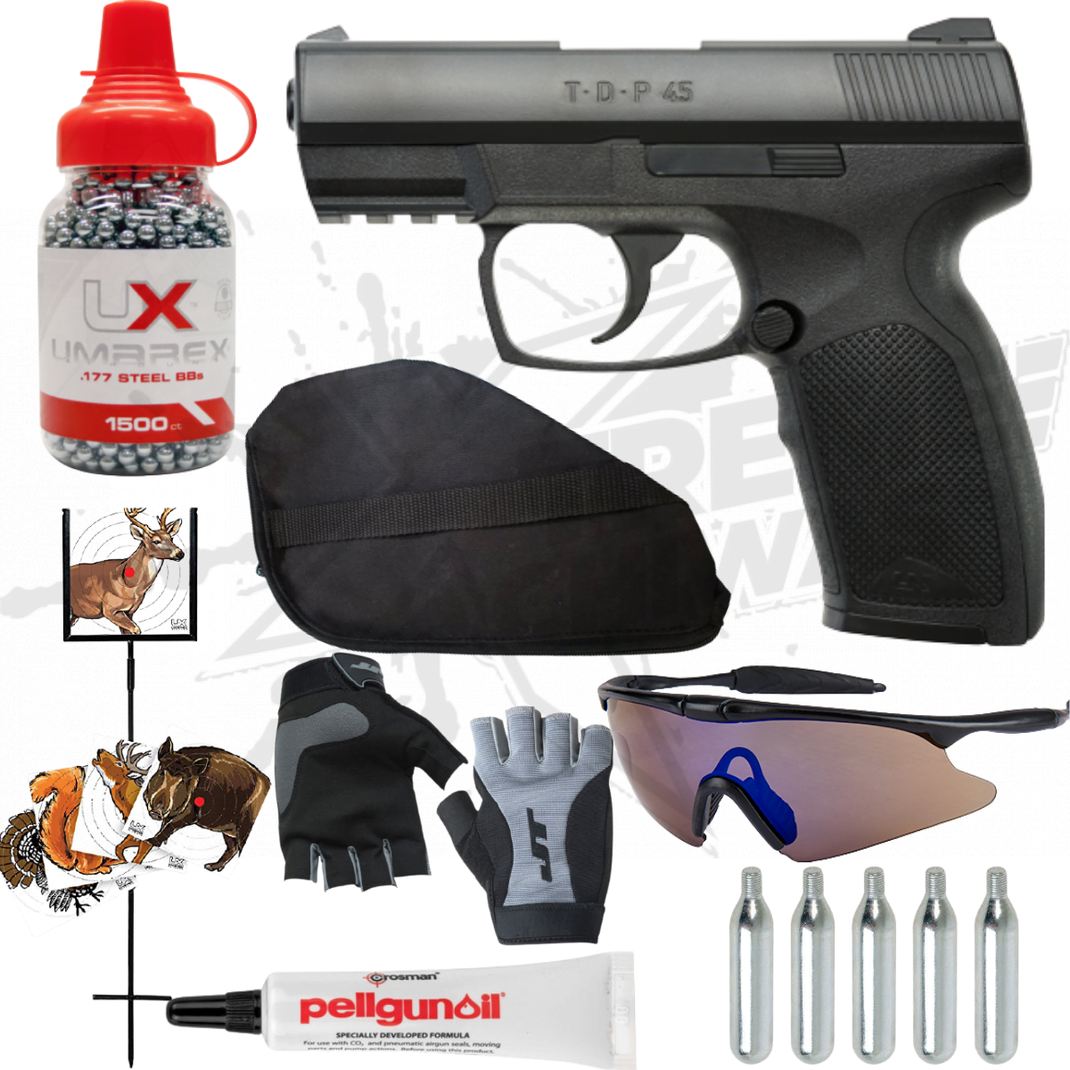 Paquete Pistola Umarex Tdp45 CO2 Bbs .177 (4.5mm)