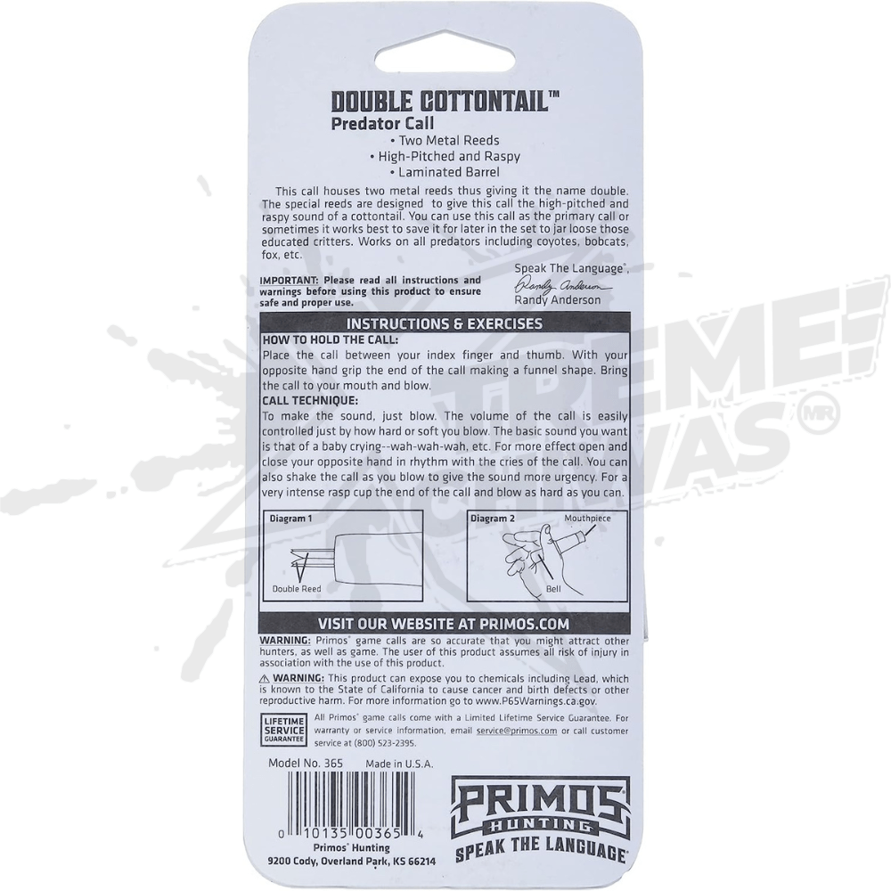 Reclamo Llamado Primos Hunting Double Cottontail - Image 3