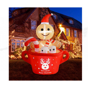 Inflable Decorativo Navideño Taza De Chocolate Caliente Con Galleta De Gengibre