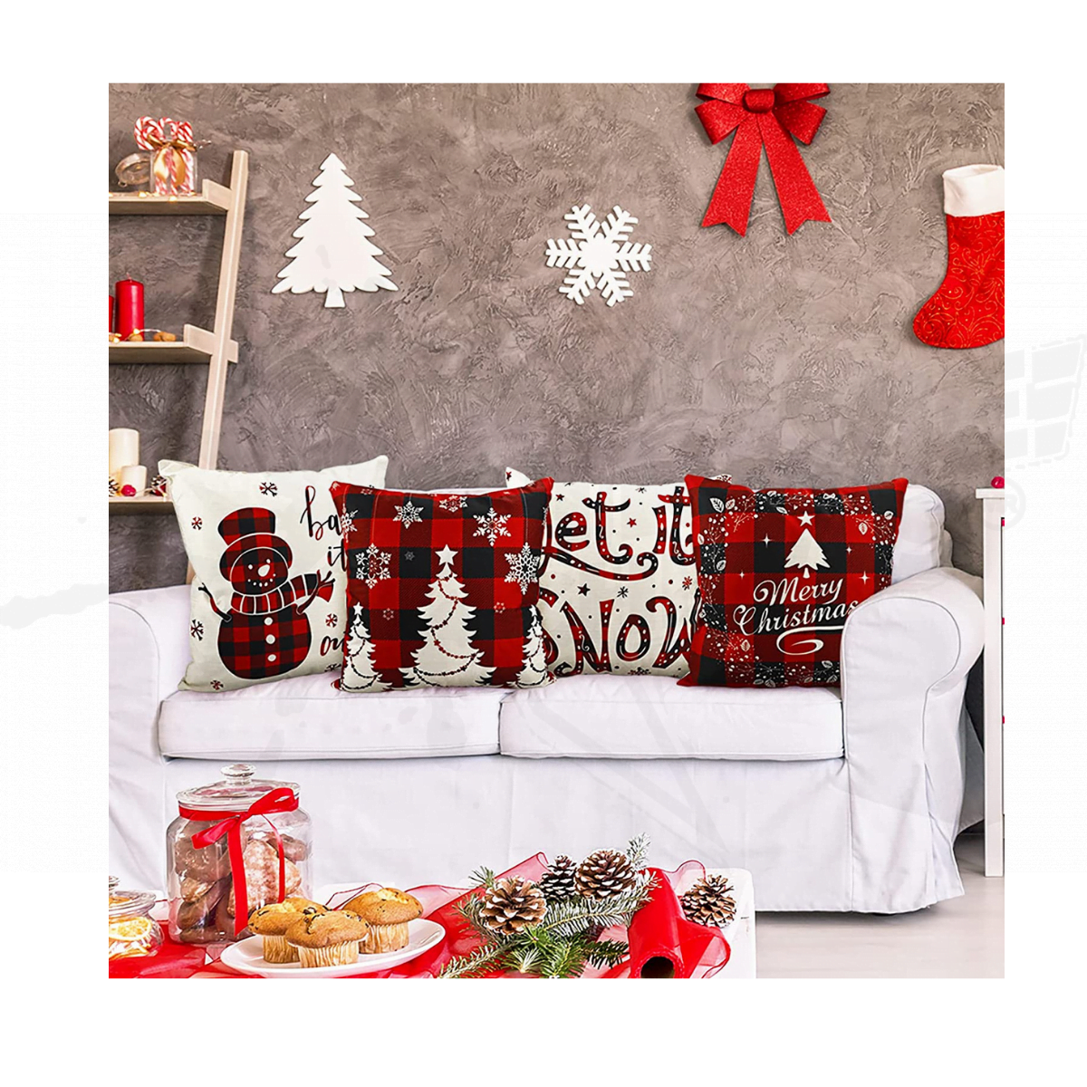 Juego de 4 Fundas Navideñas Para Cojines 50cm x 50cm - Image 6