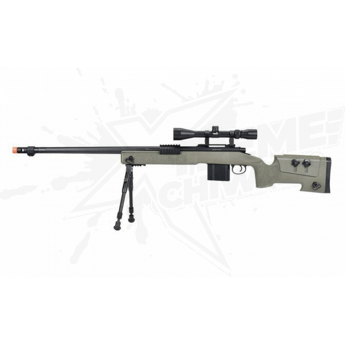 Rifle Airsoft Sniper MB4410 WellFire Con Bipode Mira 3-9x40 Verde Bbs 6mm - Image 3