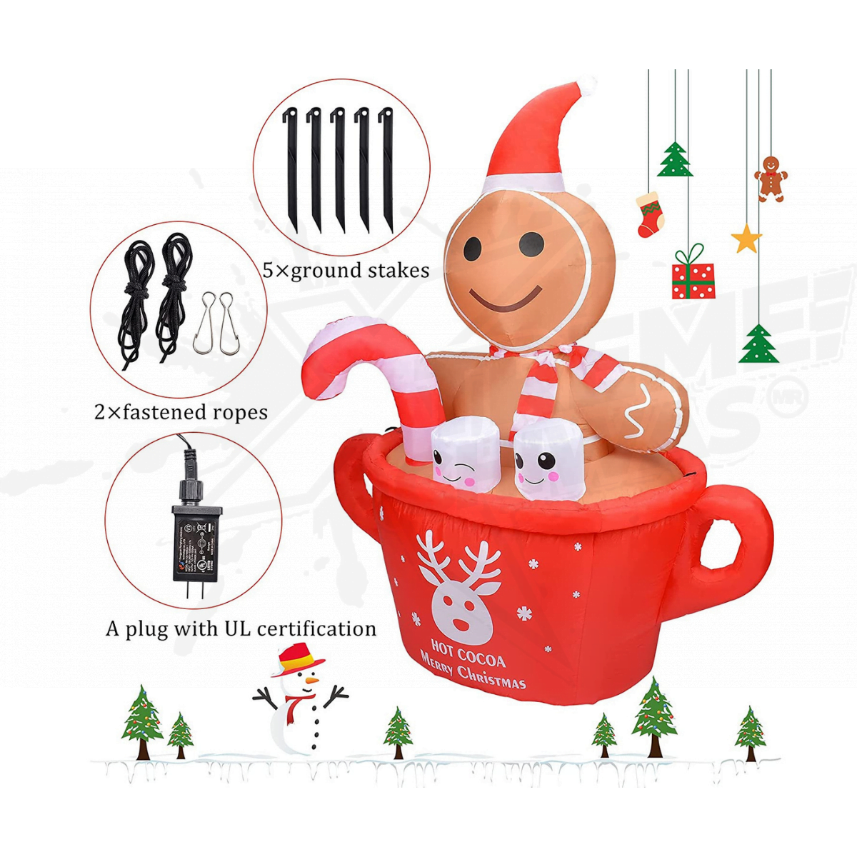 Inflable Decorativo Navideño Taza De Chocolate Caliente Con Galleta De Gengibre - Image 2