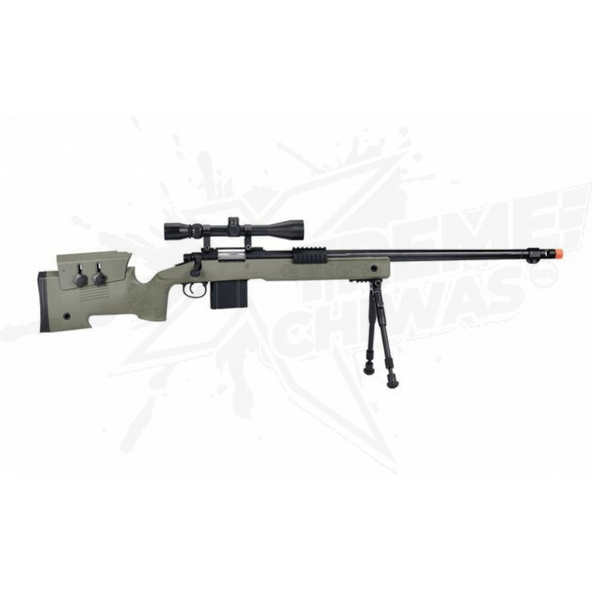 Rifle Airsoft Sniper MB4410 WellFire Con Bipode Mira 3-9x40 Verde Bbs 6mm - Image 2