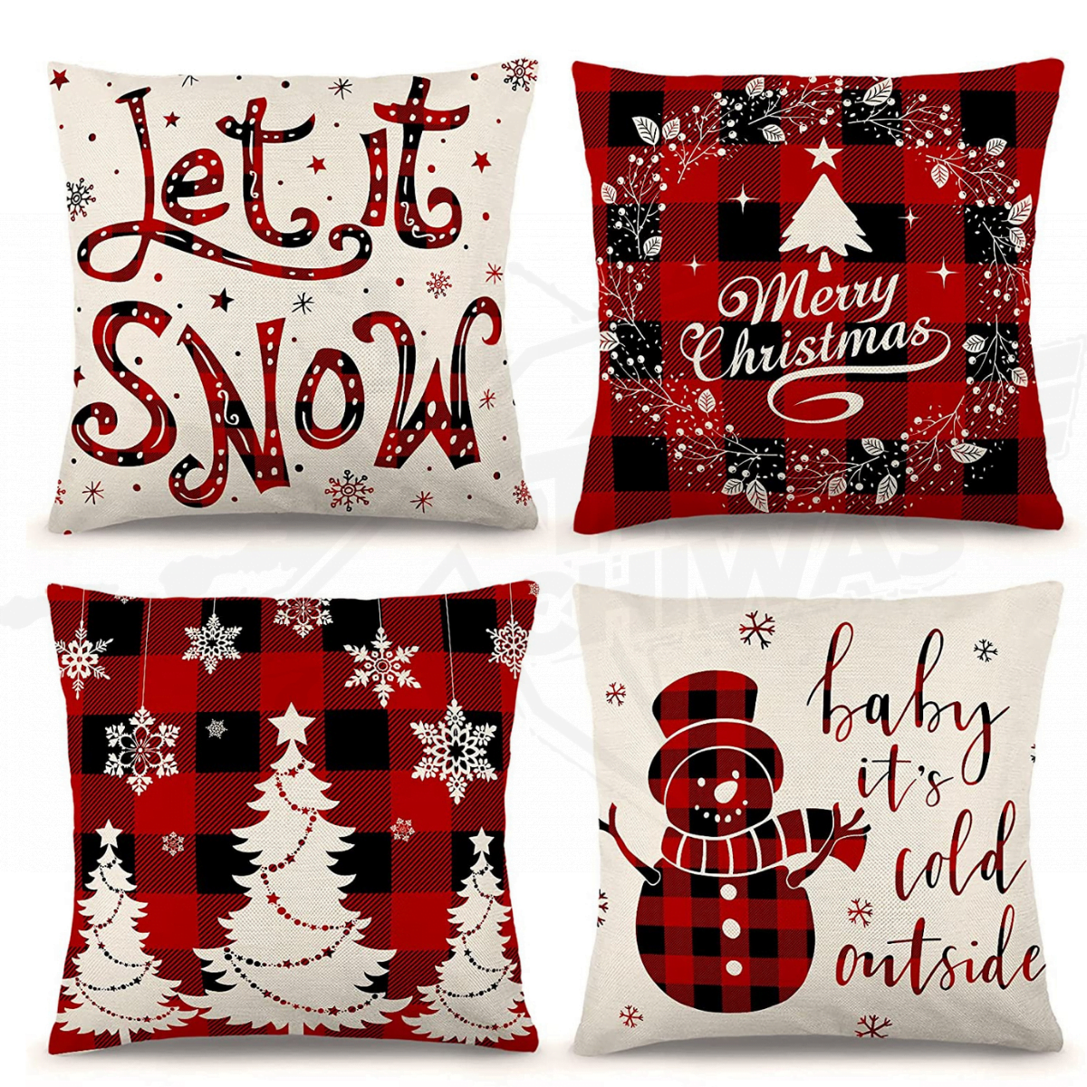 Juego de 4 Fundas Navideñas Para Cojines 50cm x 50cm