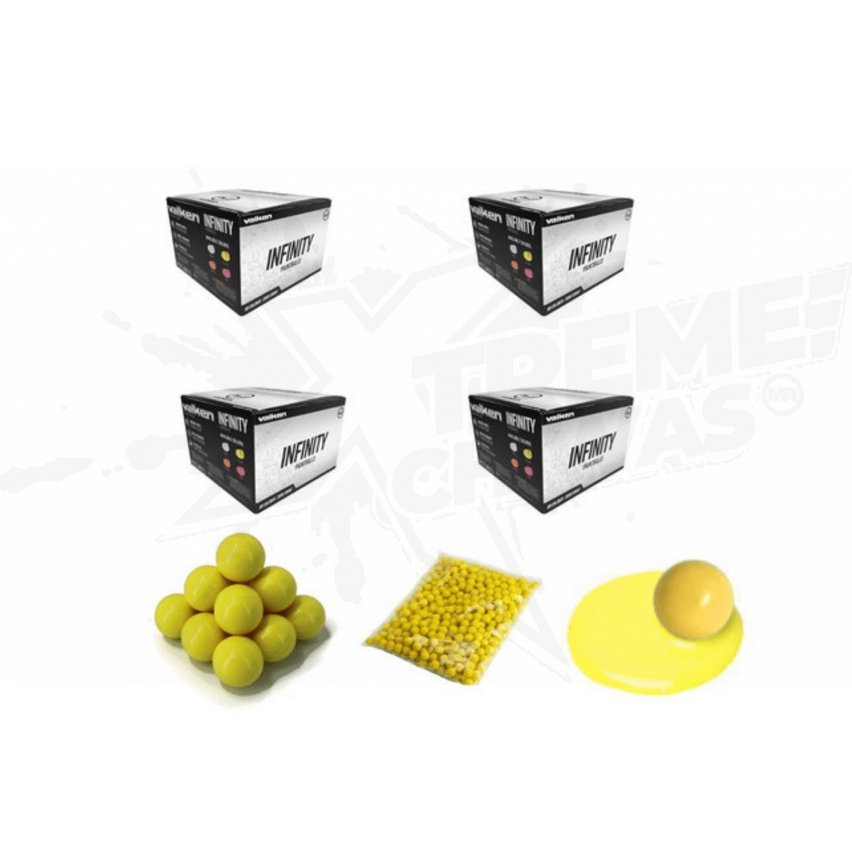 4 Cajas de Valken Infinity Paintball 2000 C/U Amarillas Calibre . 68
