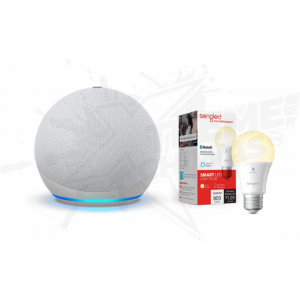 Bocina Alexa Echo Dot Cuarta Generación Blanco + Foco Inteligente Sengled