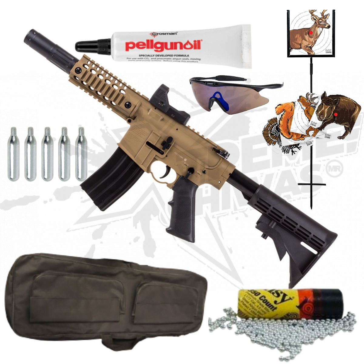 Paquete Rifle Crosman Bushmaster MPW Full Auto CO2 Bbs .177 (4.5mm)