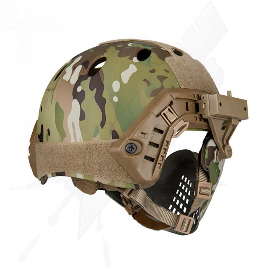 Casco Táctico Completo Desmontable con Careta Camo Multicam - Image 2