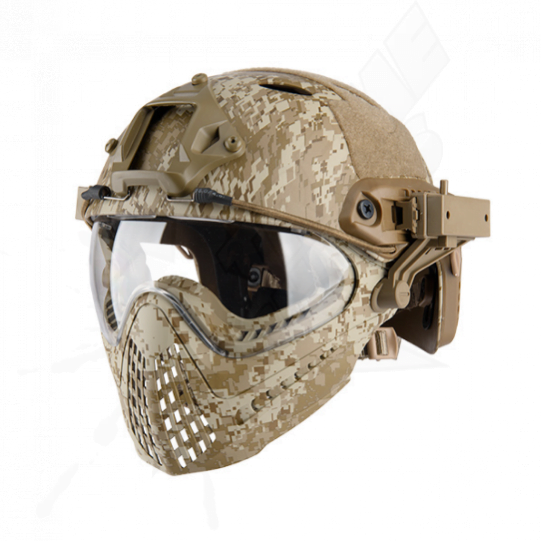 Casco Táctico Completo Desmontable con Careta Desert Digital - Image 2