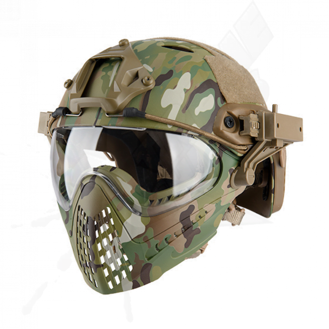 Casco Táctico Completo Desmontable con Careta Camo Multicam - Image 3
