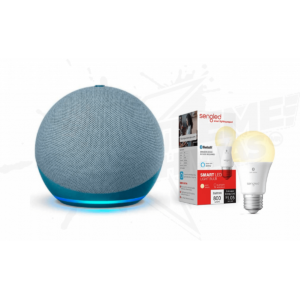 Bocina Alexa Echo Dot Cuarta Generación Azul + Foco Inteligente Sengled