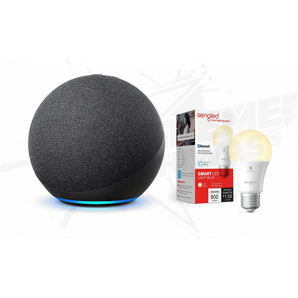 Bocina Alexa Echo Dot Cuarta Generación Negro + Foco Inteligente Sengled