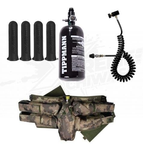 Paquete Gotcha Tippmann Arnes 4+1 Camuflajeado, Pods, Linea Remoto y Tanque Hpa 48ci