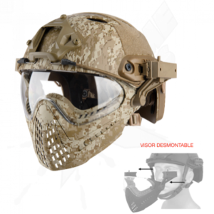 Casco Táctico Completo Desmontable con Careta Desert Digital