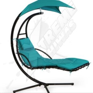 Silla columpio para jardín marco de metal azul
