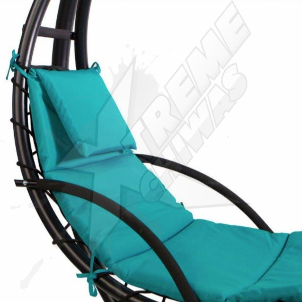 Silla columpio para jardín marco de metal azul - Image 2