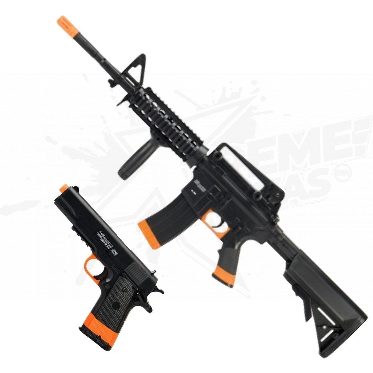 Kit Airsoft Patrol Sig Sauer Aeg Rifle Pistola 1911 Resorte Bbs 6mm