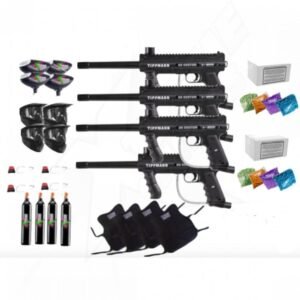 Paquete Para Campo 98 Custom 4 Marcadoras Chalecos Hopper Careta Tanque Co2 Y Pintura