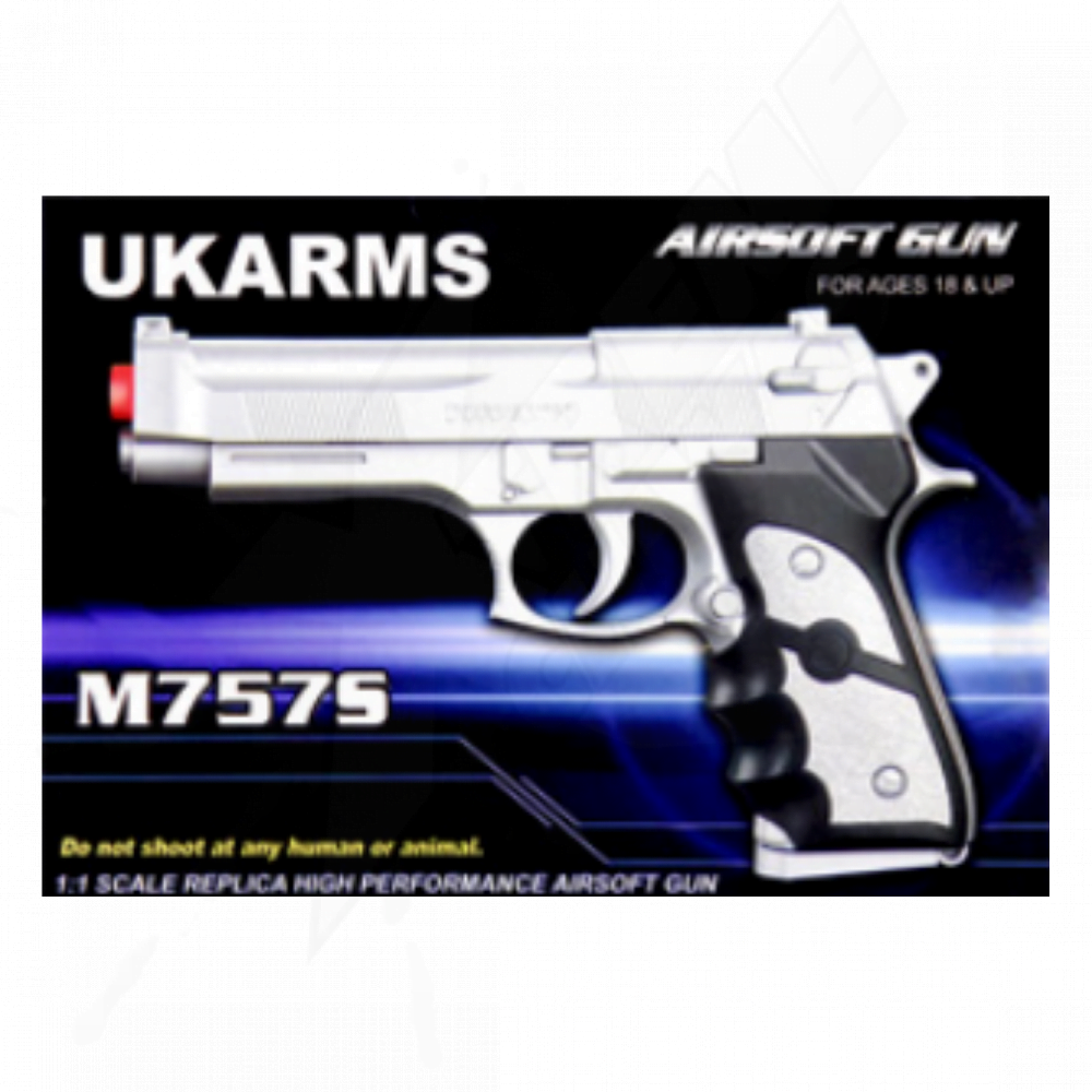 Pistola Airsoft Ukarms M757s Silver Resorte Bbs 6mm Xtremechiwas - Image 4