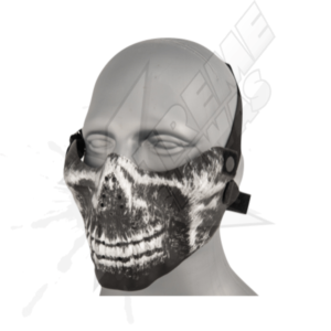 Mascara Calavera Media Cara Plateada/Negra