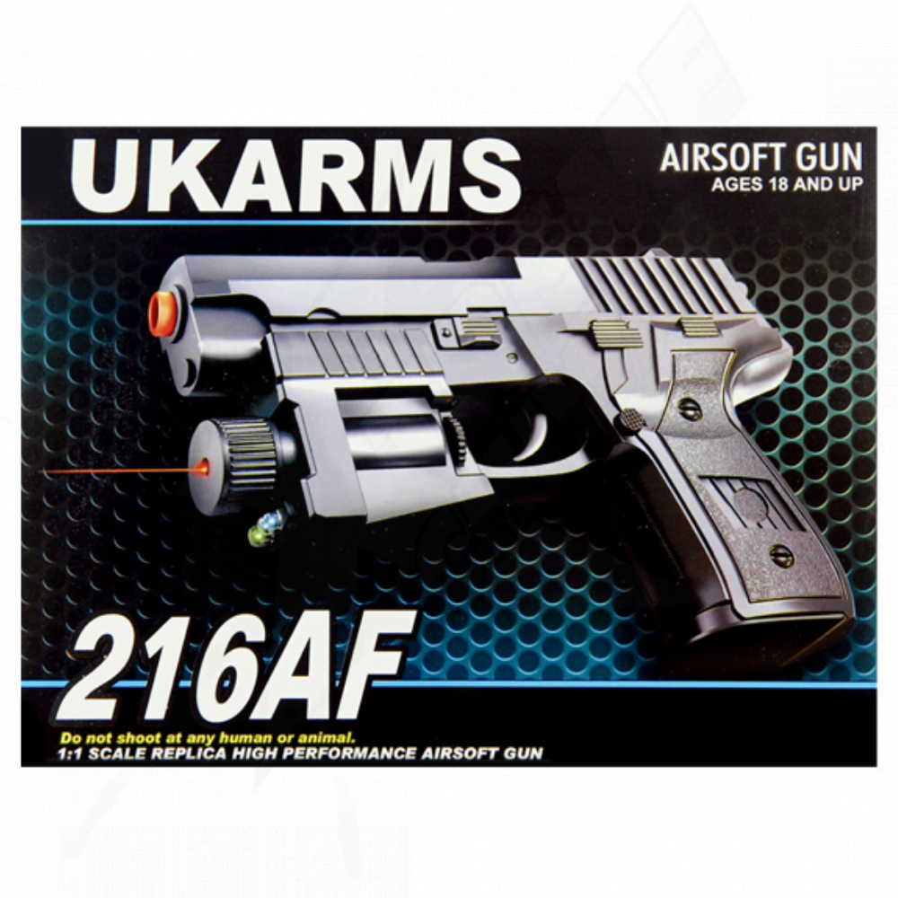 Pistola Airsoft 216AF Ukarms Laser Resorte Bbs 6mm - Image 3