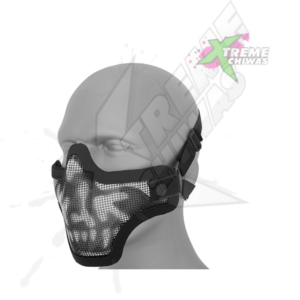 Mascara Media Cara Malla Metal Negra Esqueleto