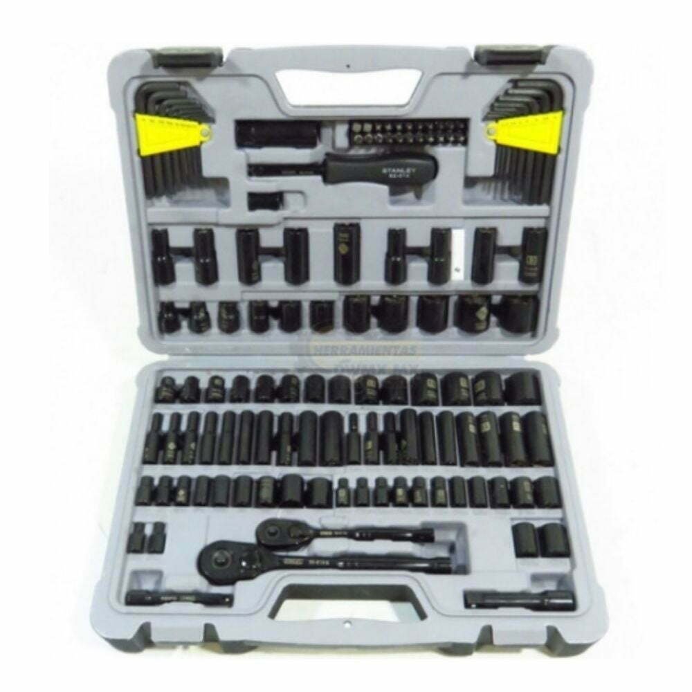 Juego De Dados Stanley 123 Pz Cromados Negro Maletin