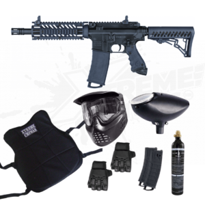 Paquete Táctico Tippmann TMC Negra Chaleco Tanque Hopper Careta
