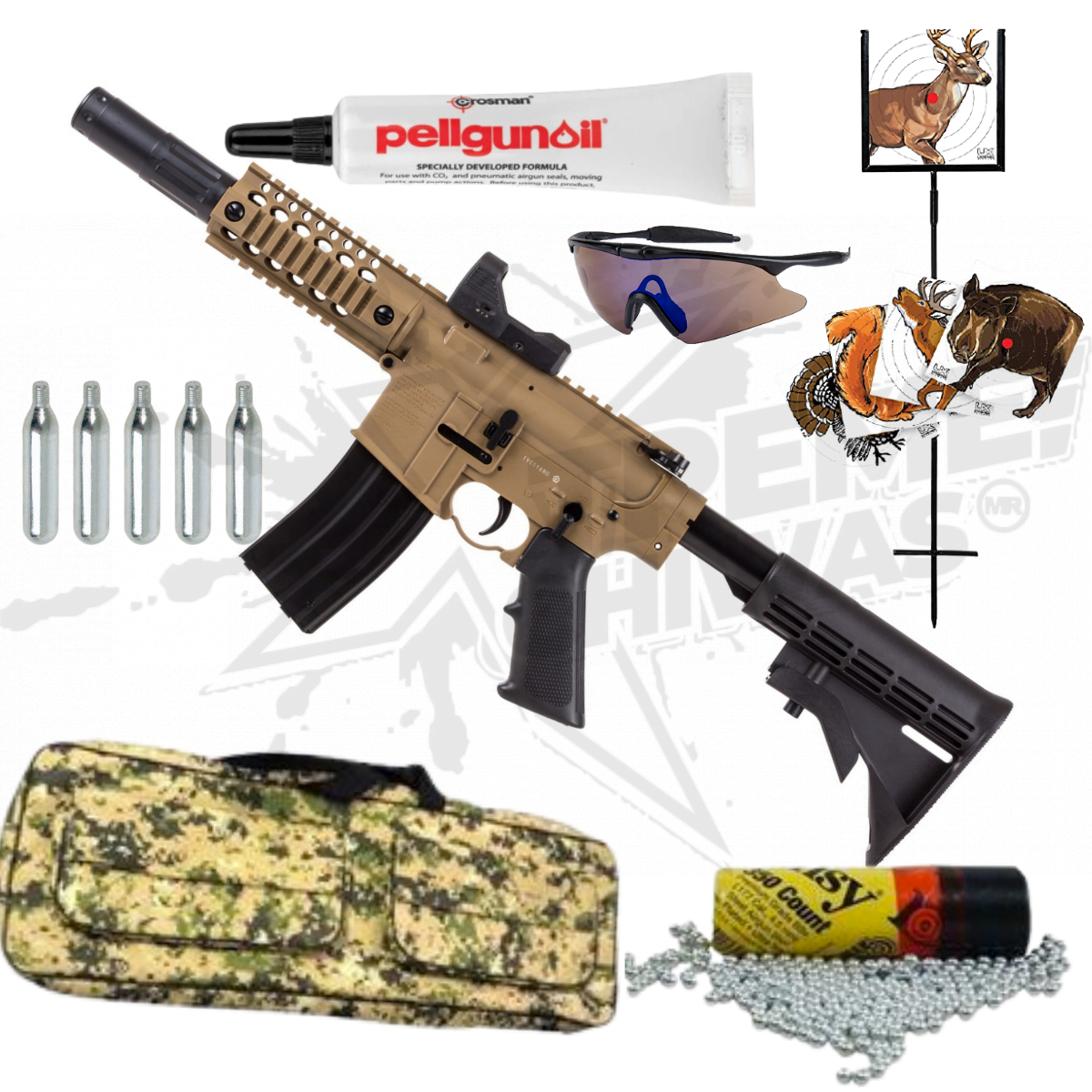 Paquete Bushmaster Rifle Crosman Mpw Full Auto CO2 Bbs .177 (4.5mm)