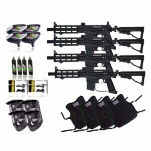 Paquete campo 4 Marcadora Tippmann Sierra one Project Salvo Negra Tanque Co2 Hopper Chaleco Careta