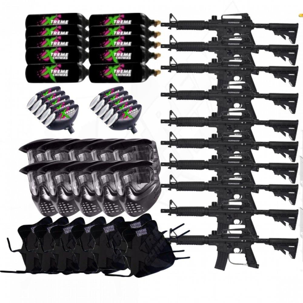 Paquete Campo 10 Marcadora Tippmann Bravo One Elite Alpha Black Tanque Co2 Hopper Careta Chaleco