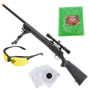 Lancer Tactical High FPS M24 Bolt Action Sniper Rifle Negro 6mm Paquete