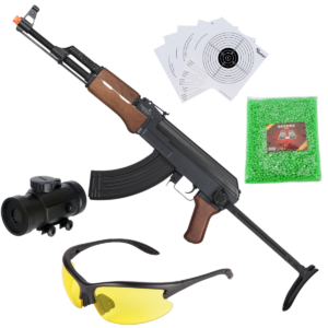 Lancer Tactical AK47 Airsoft AEG Rifle Negro/Madera 6mm Paquete