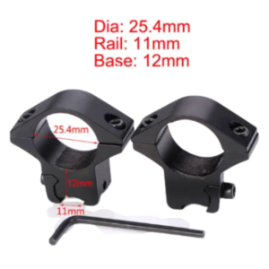 Anilletas Montura Negro Riel 11mm Airsoft 25.4mm Baja