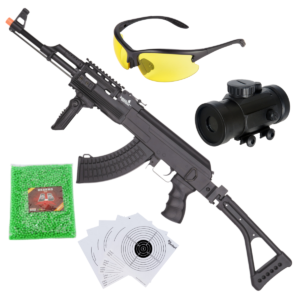 Lancer Tactical Folding Stock AK47 Airsoft FullAuto 6mm Negro Paquete