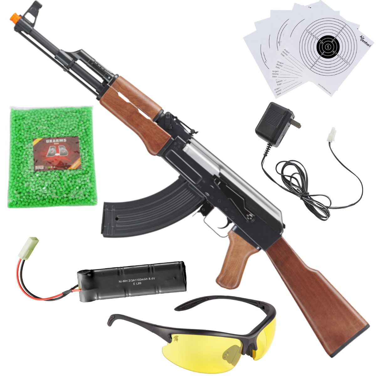 Lancer Tactical Airsoft Full Metal AK-47 AEG Negro-Madera PAQUETE