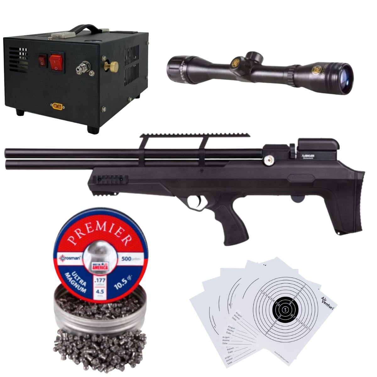 Rifle Avenger Bullpup PCP Aire .177 (4.5mm) MIRA, PELLETS, COMPRESOR - Image 2