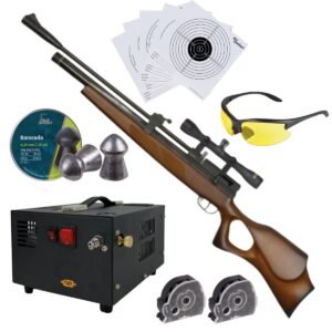 Rifle Aire PCP Beeman Commander .22 Mira, Lentes, Pellets y Compresor