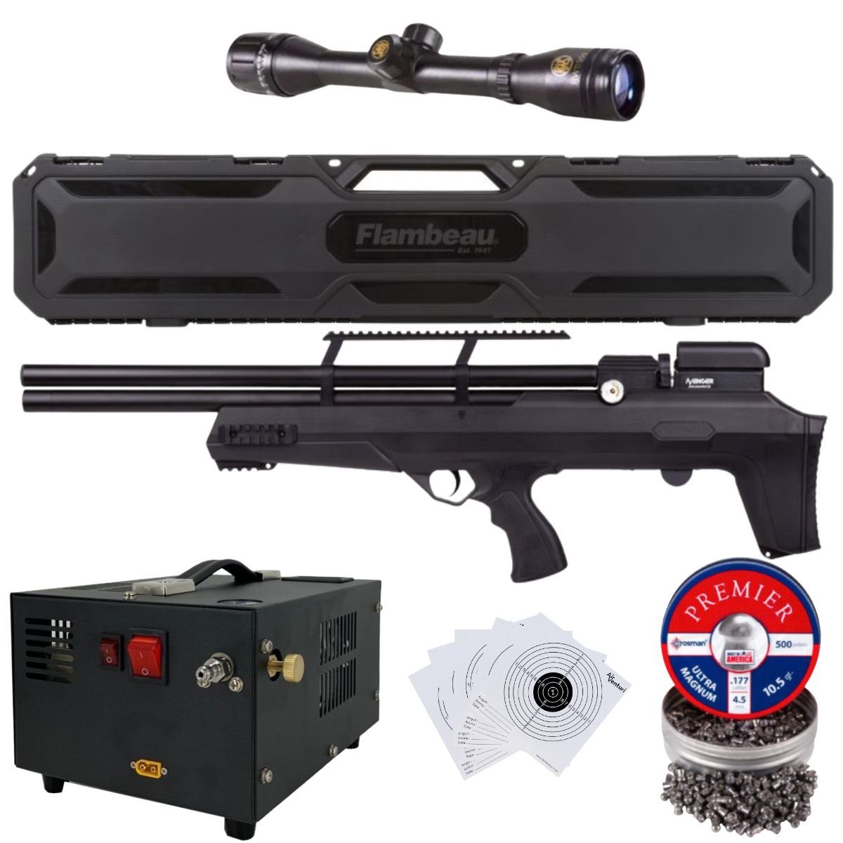 Rifle Avenger Bullpup PCP Aire .177 (4.5mm) ESTUCHE, PELLETS, MIRA Y COMPRESOR - Image 2