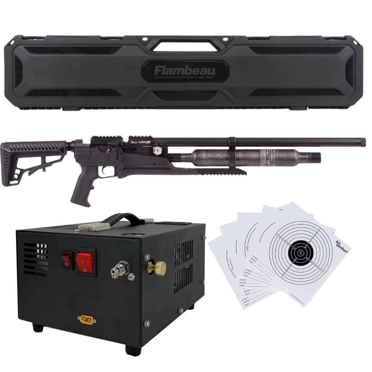 Rifle Air Venturi Avenge-X Tactical PCP .22 (5.5mm) BOTELLA 400cc Kit C/Compresor, estuche, targets. - Image 2