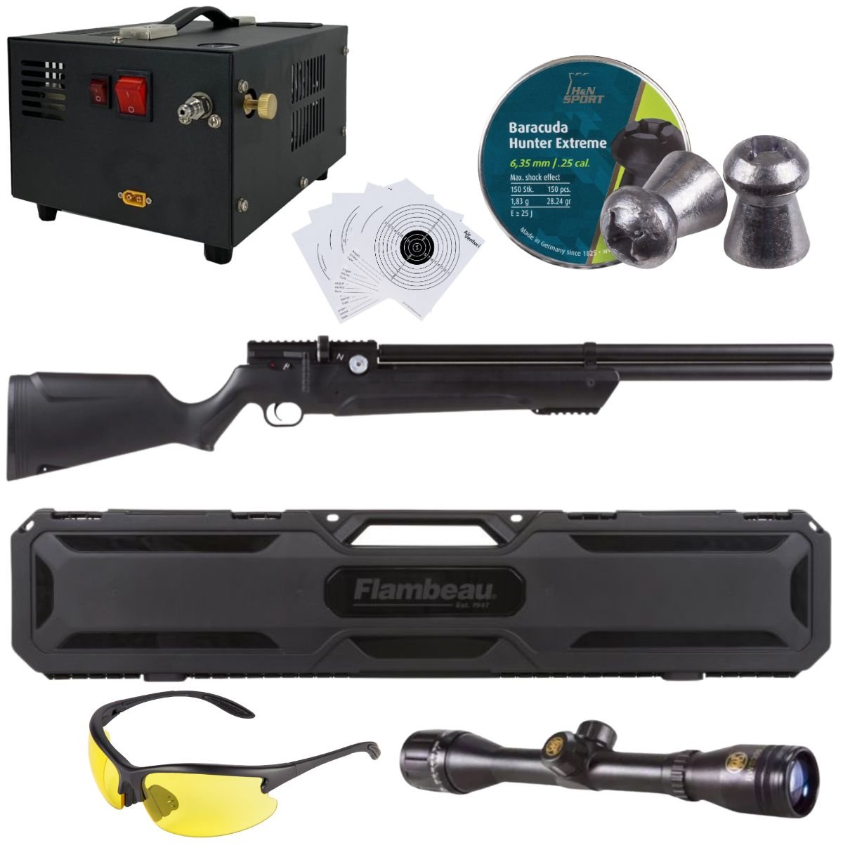 Rifle Avenger PCP Air Venturi Cal .25 (6.35mm) Polímero Kit C/Compresor, Pellets, Mira, Lentes, Estuche, Targets - Image 2