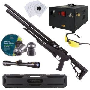 Rifle Air Venturi Avenge-x Tactical PCP .25 (6.35mm) TUBO 210cc Kit c/compresor, pellets, mira, lentes, estuche, targets.