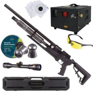 Rifle Air Venturi Avenge-X Tactical PCP .25 (6.35mm) BOTELLA 400cc Kit C/Compresor, pellets, mira, lentes, estuche, targets.
